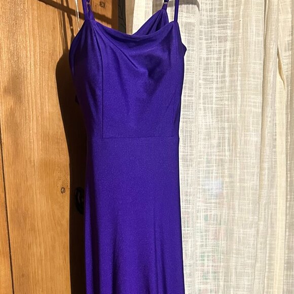 Dear Moon Deep Purple satin Prom Dress -Size 0- Elegant Trumpet Silhouette - Picture 1 of 8